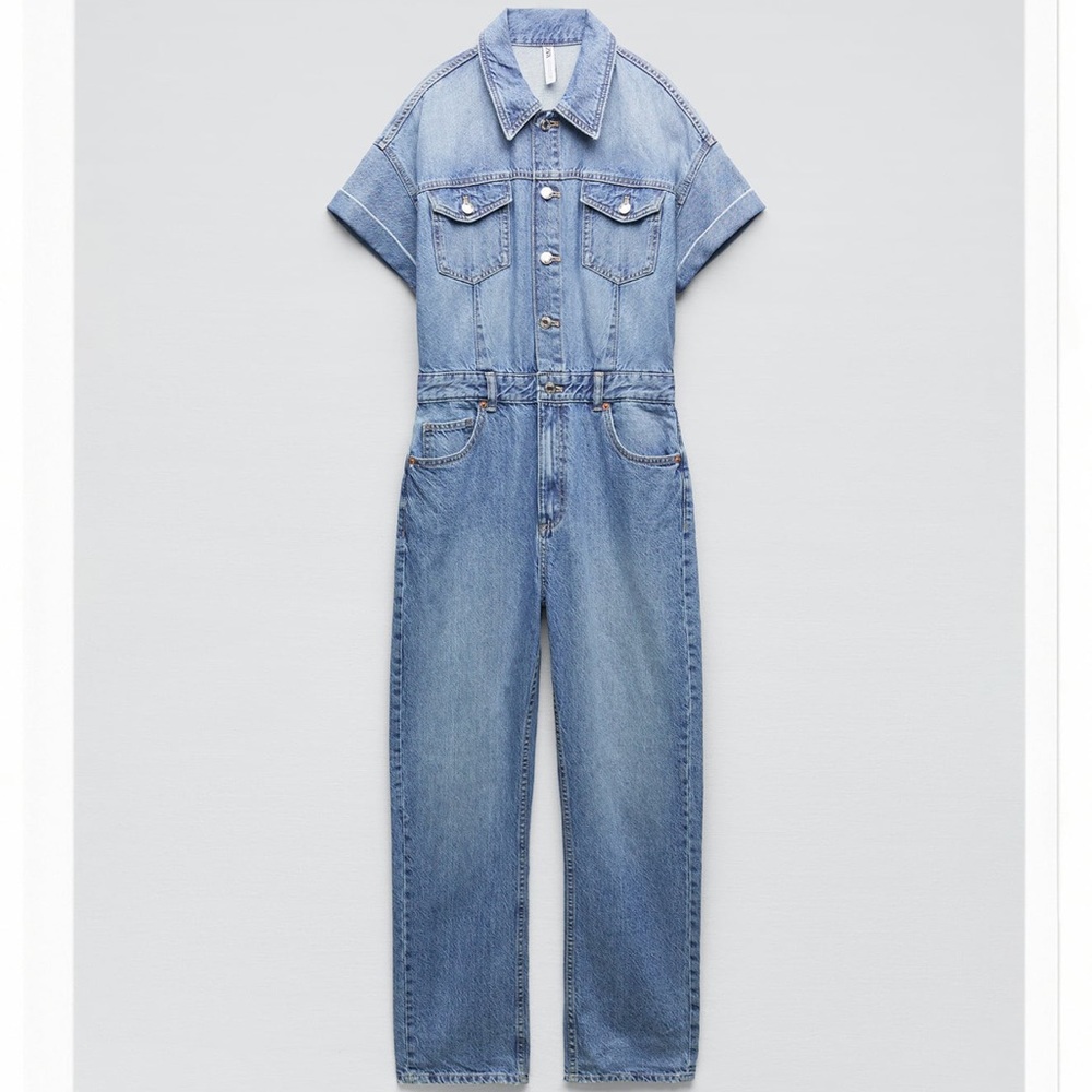Zara LONG DENIM JUMPSUIT